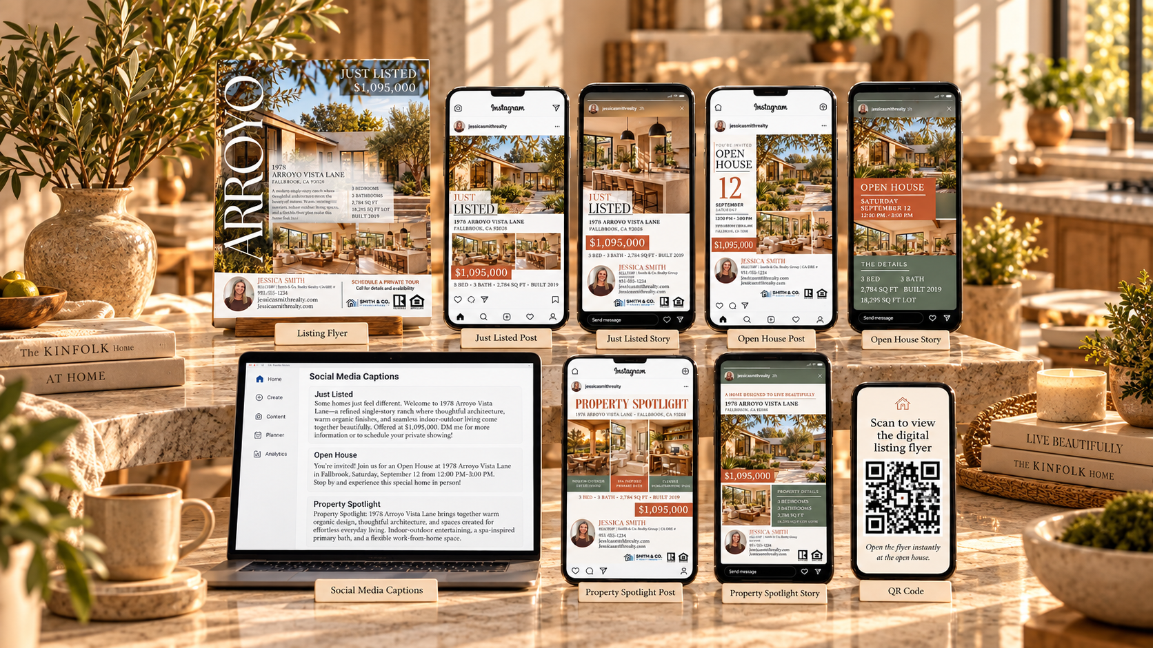 Listing Material marketing package — flyers, social posts, and digital materials
