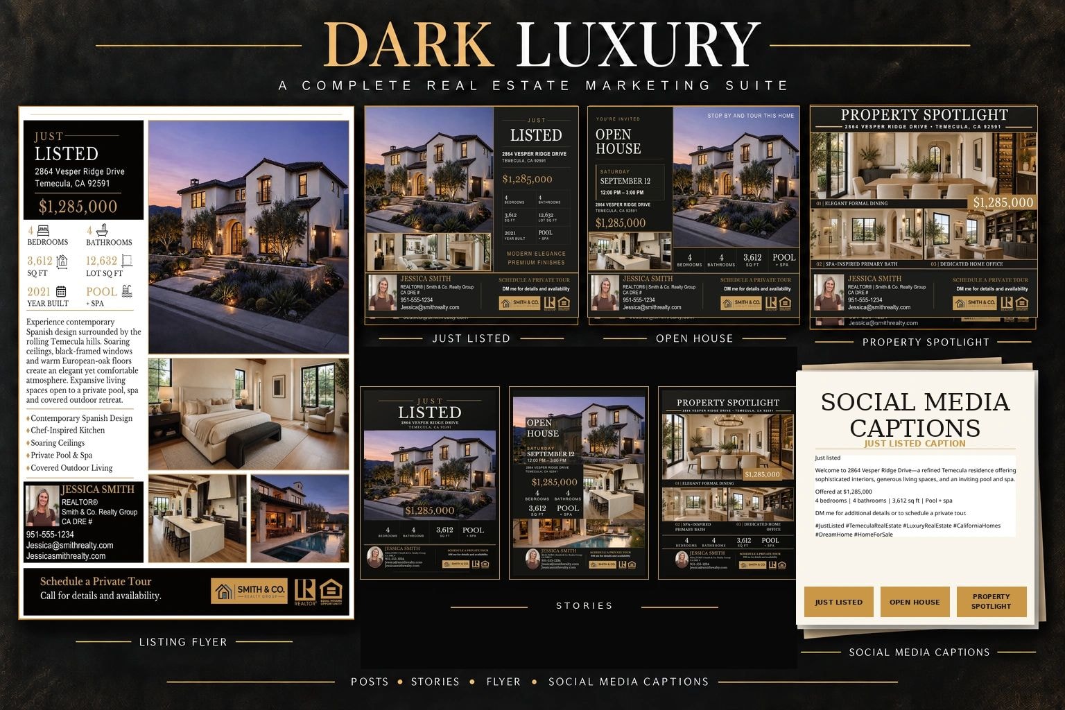 Dark Luxury real estate marketing style